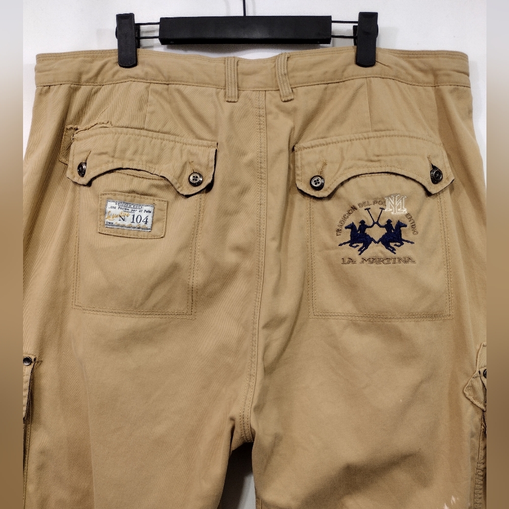 La Martina Saddlery Cargo Shorts Men's 38 Tan Bobo Retro 90s Streetwear Utility - Picture 5 of 10